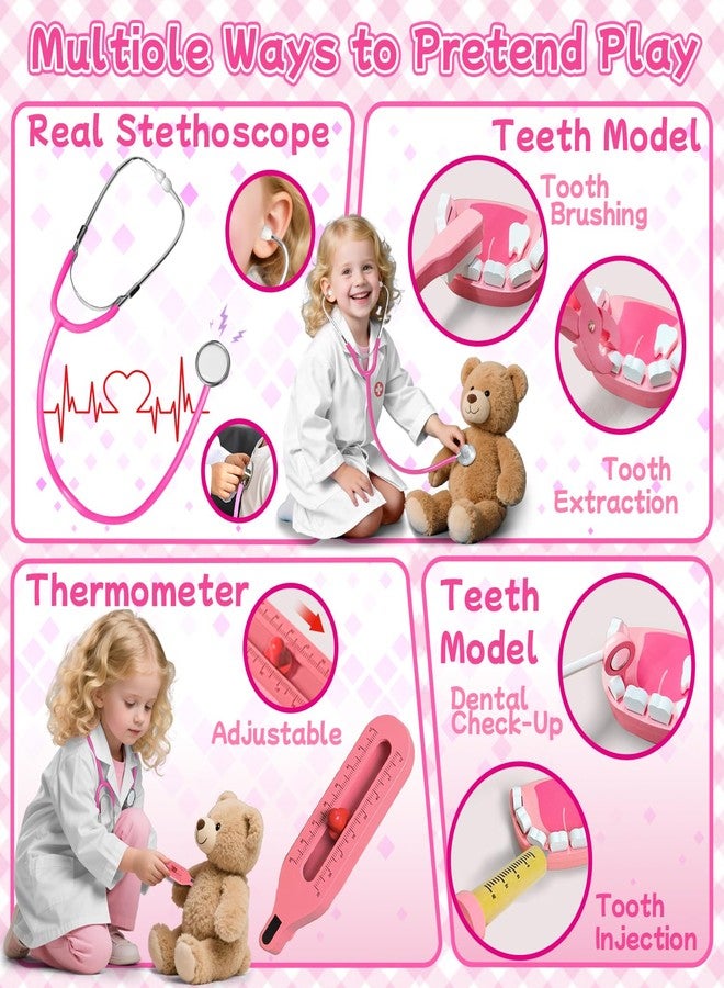 XZZO Doctor Kit for Kids Girls, Wooden Kids Dentist Play Set, Doctor Play Set Pretend Play Toys for Toddlers 3-5 , Realistic Wooden Medical Kit Role Play Set, Gifts for Boys Girls 3+ Years - Image 4